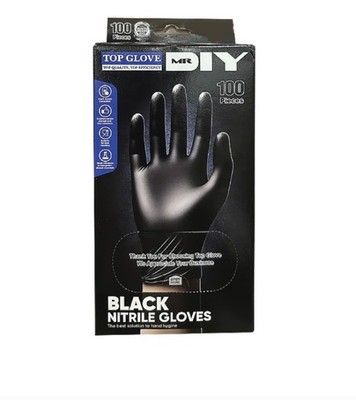 FREE Shipping + TOP GLOVE Nitrile Gloves Black 100 pcs