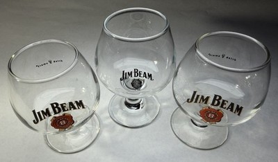Set of 3 Jim Beam Brandy Snifter Glasses Bourbon Whiskey Barware Drink Smart