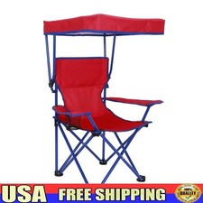 Kids Canopy Camp Chair W/ Safety Lock Portable Folding Chair Cup Holder Outdoor
