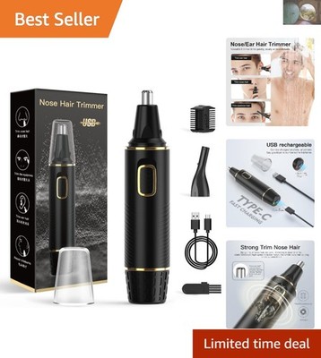 Elegant and Efficient Rechargeable Nose Hair Trimmer - 360° Rotation & Easy Care