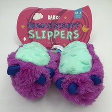 BARK Bearly Sleepy Slippers Plush Squeaky Crinkle Stuffed Dog Toy XS-S