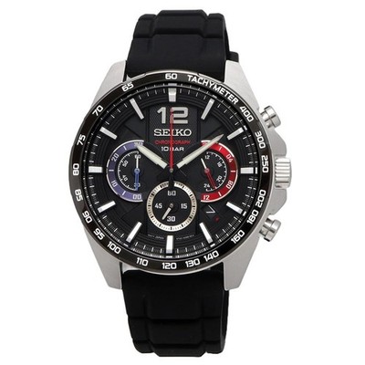 SEIKO SSB347P1 Chronograph Quartz Men's Watch Black Dial Steel Bracelet new