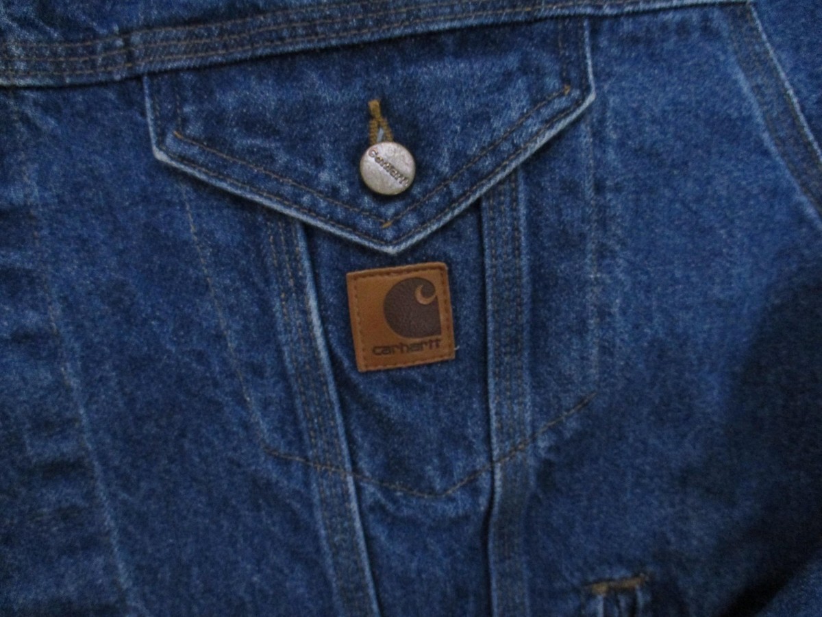 Vintage Carhartt Jacket Mens XL Blue Denim J12 DST Trucker