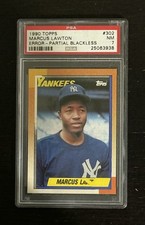 1990 Topps #302 Marcus Lawton ERROR PARTIAL BLACKLESS PSA 7 Partial No Name M530
