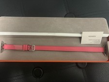 Hermes Leather Apple Watch Band Double Tour Pink