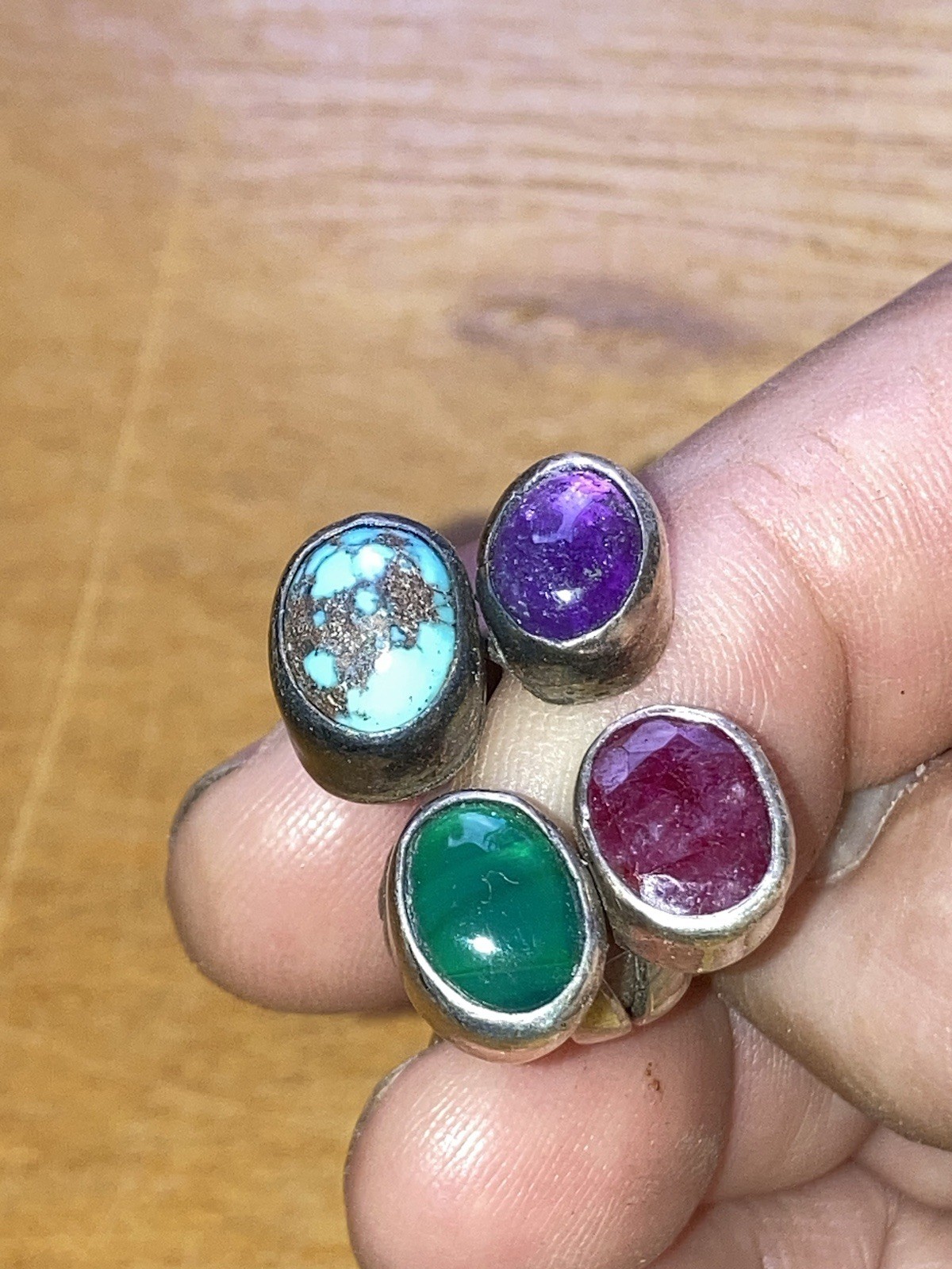 Turquoise, Amethyst, Gemstone Adjustable Sterling… - image 5