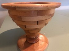 RARE Hand Turned 9" diameter wood bowl Maple 8" Height rounded curves OOAK