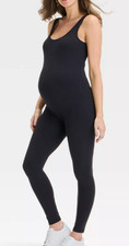 NEW Isabel Maternity Scoop Neck Long Unitard Jumpsuit Black Size XS