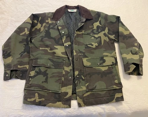 Vintage Men's Liberty Woodland Camo Hunting  Coat L 42-44 Quilted Made in USA - product listing photo