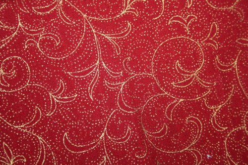 GOLD SCROLLING ON RED FROM MODA - 100% COTTON FABRIC - Picture 3 of 4