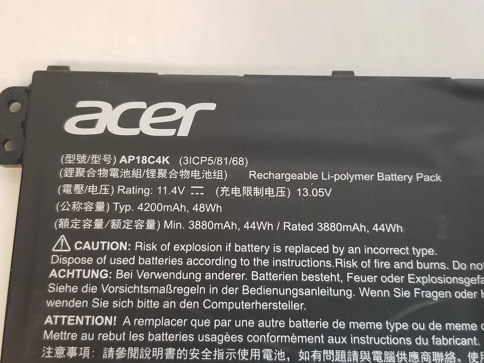 Lote de 2 baterías para portátil Acer AP18C4K 3880mAh 3 celdas para Aspire 5 A515-43 Foto 3 de 3