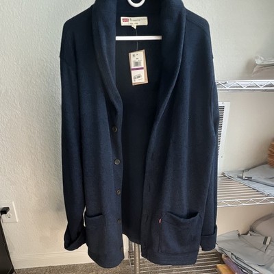 NWT Levi's Men's Rand Fleece Cardigan Sweater Dress Blues Blue 2XL XXL