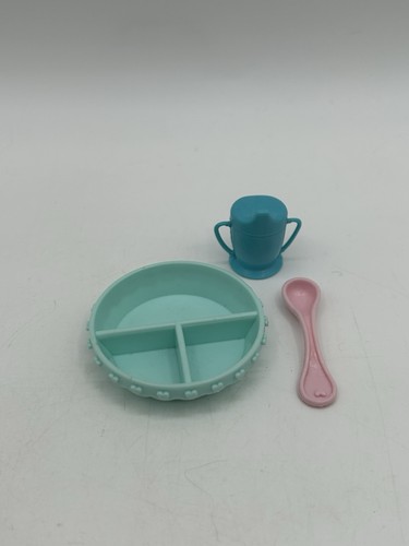 G1 My Little Pony 1984 türkis/grün Teller, rosa Löffel & blau Schnabeltasse Set