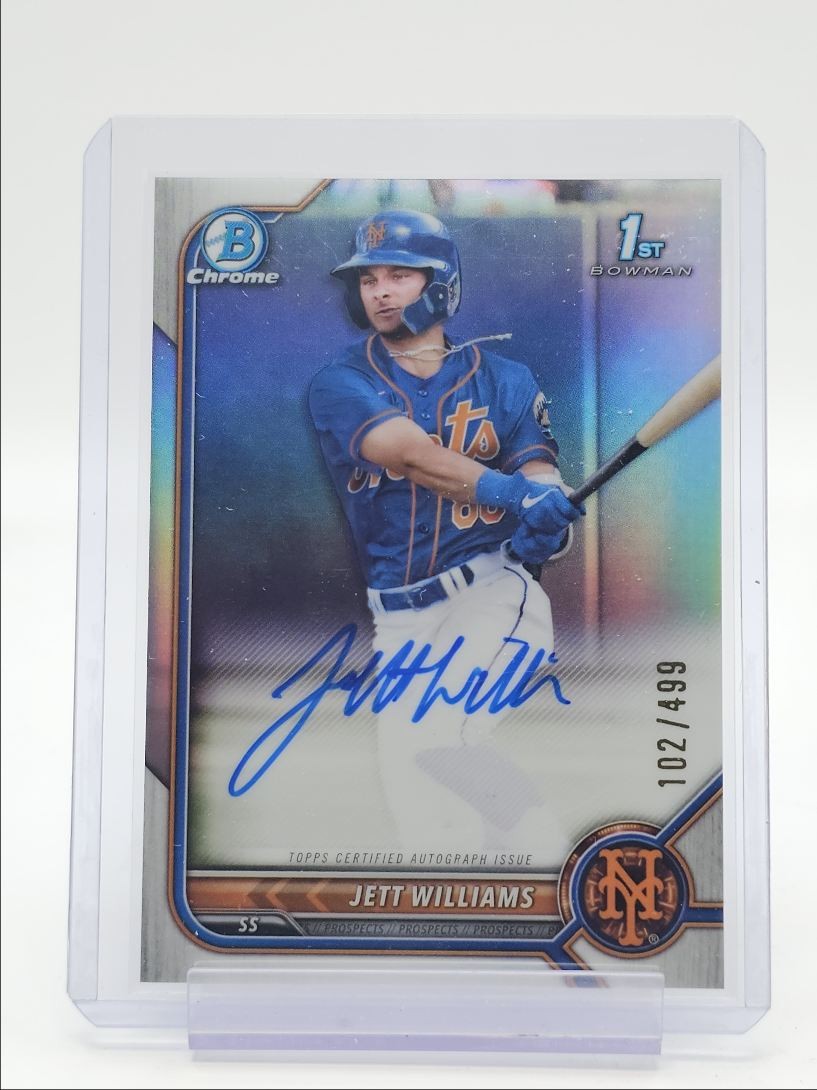 JETT WILLIAMS 2022 BOWMAN CHROME DRAFT 1ST REFRACTOR METS B AUTO /499 Q6619