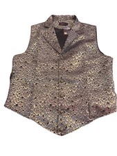 VATPAVE Mens Victorian Suit Vest Steampunk Gothic Waistcoat XL Black Silver
