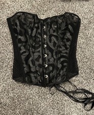 Black Brocade Lace Up Corset Top