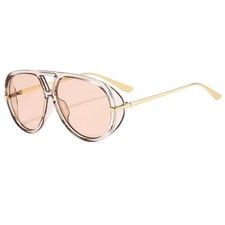 Trendy Oversized Aviator Sunglasses for Women Men Retro Big Round Shield Sun ...