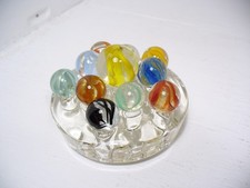  969 Vintage Vitro Agate Cats Eye Marbles 11 pcs. 1 shooter and 10 regular