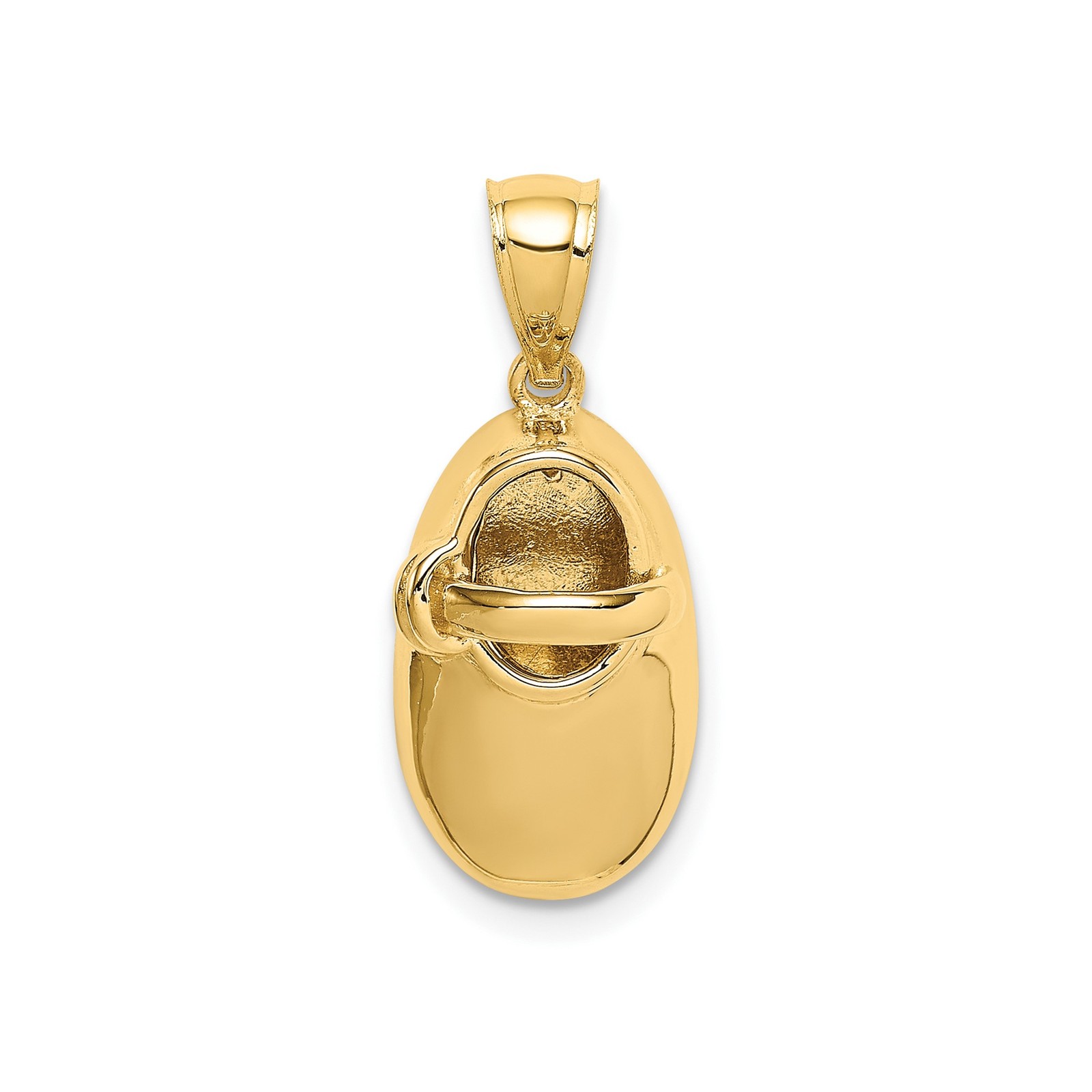14k Yellow Gold Baby Shoe Pendant Polished Bootie Charm Symbol of Motherhood
