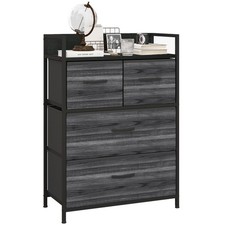 Image of HOMCOM Bedroom Chest of Drawers 4 Drawer Dresser w/ Shelf, Black
