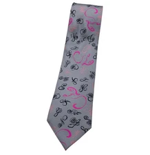 CHRISTIAN LACROIX Silk Tie ITALY Gray Pink Monogram CL W:3.5" EUC
