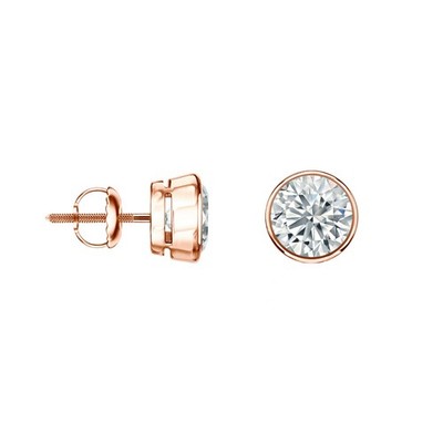 2,25 ct runde im Labor hergestellte gewachsene Diamant-Ohrringe echte 14 K Rotgold-Einfassung Schraube