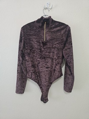 Vintage 90s Cache Velvet Blk Speckled Glitter Thong Bodysuit Disco Studio L