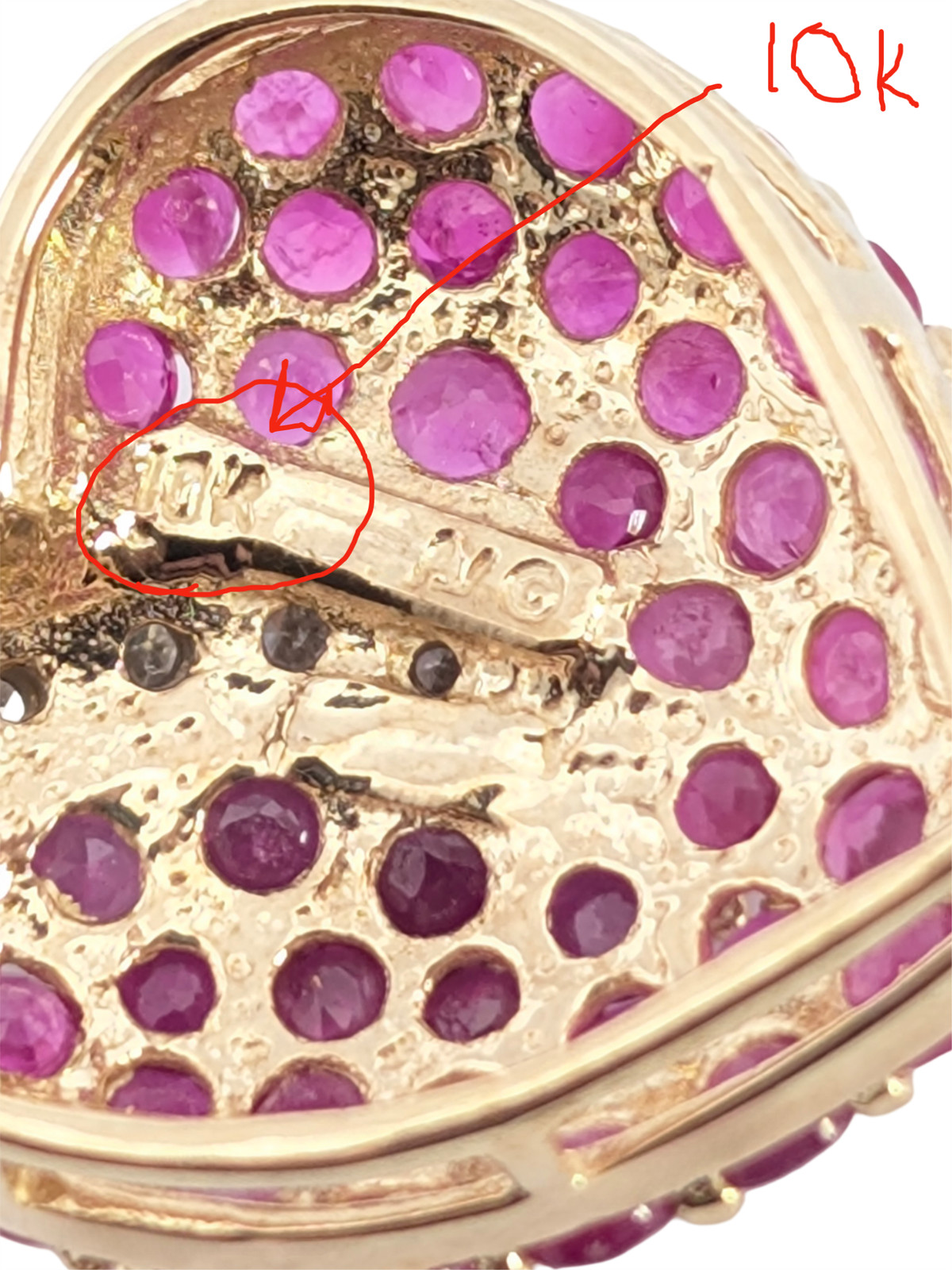 ESTATE SOLID 10K YELLOW GOLD RUBY DIAMOND ACCENT … - image 6