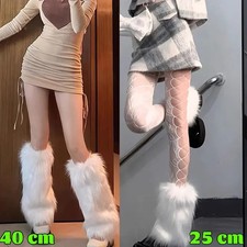Faux Fur Leg Warmers Knee Length Plush Gothic Winter Women's Boot Covers