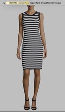 MICHAEL KORS Black & White Striped Midi Dress NEIMAN Size S Sleeveless NWT