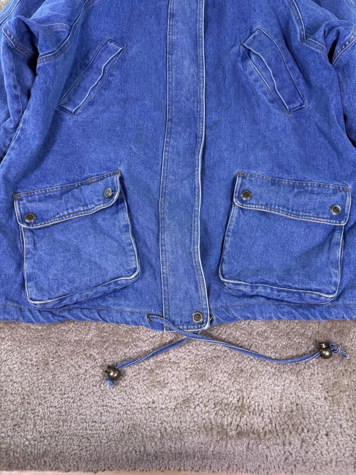 Chaqueta Jean Forenza Vintage Adultos Grande Parka Denim Retro Azul Rockabilly Foto 2 de 4