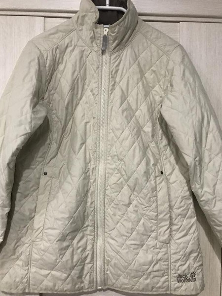 Women Jack Wolfskin Jacket Beige Polyester 38 / M #9E13