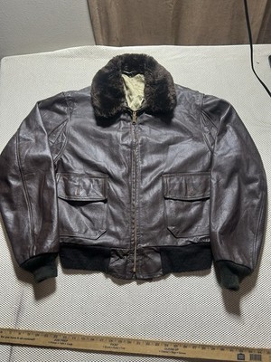 Vintage 1980s USN G-1 Goatskin Leather Flight Bomber Military