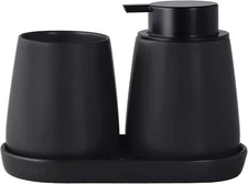 Matte Black Bathroom Accessory Set - 3pcs Ceramic - Liquid Pump 