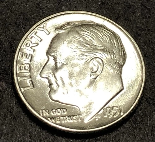 1951-P Roosevelt Dime - Choice BU Uncirculated - 90% Silver US Coin