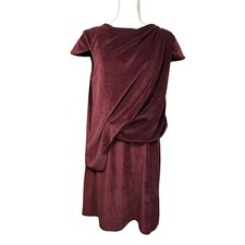 Natalie Romano NWT Burgundy Velour Short Cap Sleeve Party  Dress Size Small S