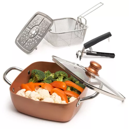 Moss & Stone 5 Pcs Copper Chef Cookware Set Non Stick Deep Frying 9.5"x3.5"