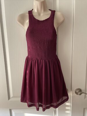UO Kimchi Blue Maroon Red Ribbed Halter Chiffon Mini Dress Size S | eBay
