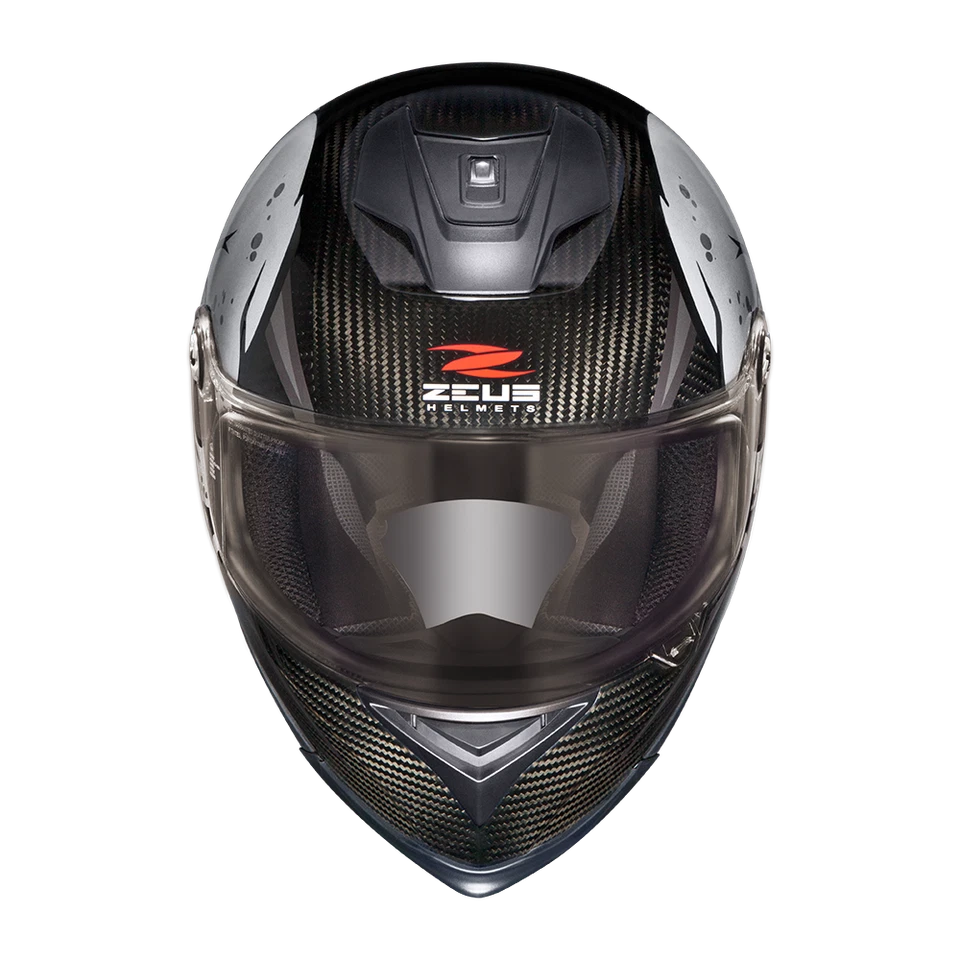 Casco de calle de motocicleta cara completa DOT de fibra de carbono ZEUS VISERA TRANSPARENTE Foto 4 de 4