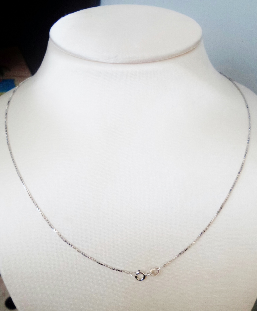 Collier Ras Du Cou En Or Blanc 18 Carats Massif - Maille Chaîne - 50 Cm - Neuf Italie