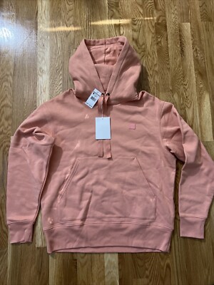 Acne Studios Ferris Face Pullover hoodie Women XL Pale Pink Embroidered Patch