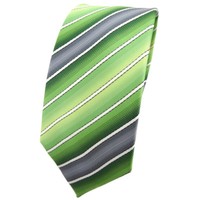 Schmale Tigertie Krawatte GrüN HellgrüN Grau Creme Gestreift - Binder Tie