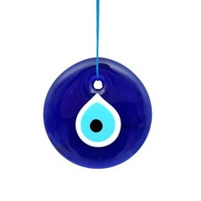 4.3" Glass Blue Evil Eye Wall Hanging Ornament - Evil Eye Decor - Turkish Han...