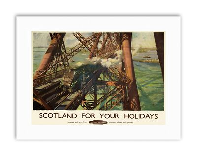 Schottland Urlaub Forth Bridge Neu Bild Vintage Reise Leinwand Kunstdruck