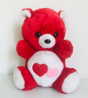 Jerry Elsner Red Teddy Bear Plush Doll Hearts Love Vintage 9'' Stuffed Animal Tag
