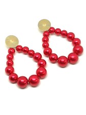 Boucles D'oreilles Vintage Clips Rouges En Résine - Années 2025 - Style Rétro