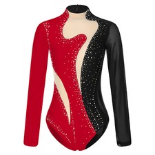 Womens Bodysuit Shiny Ballet Dance Leotard Gymanstics Outfit Performance Unitard