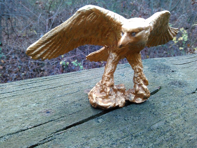 VINTAGE GOLDEN METAL EAGLE BIRD WITH GENUINE DIAMOND EYES JEWELER CHECKED