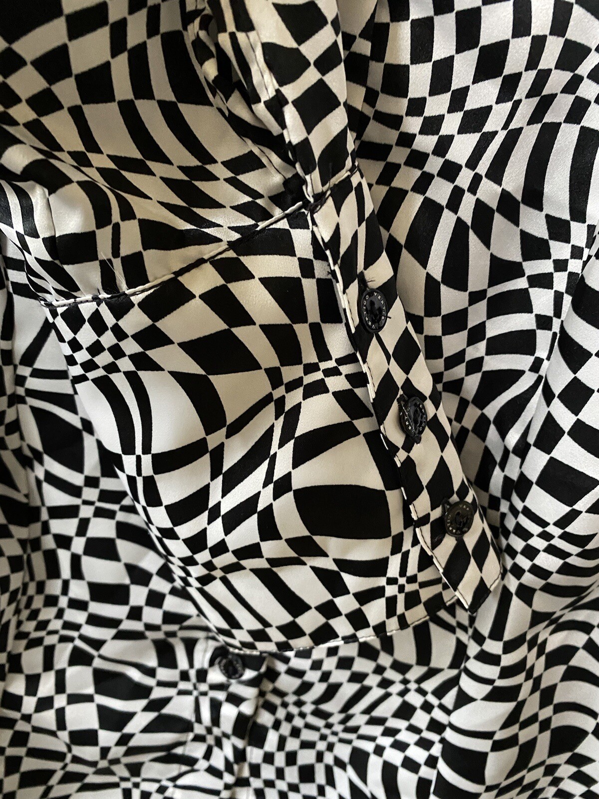 Vertigo Paris Button Down Black White Geometric D… - image 4