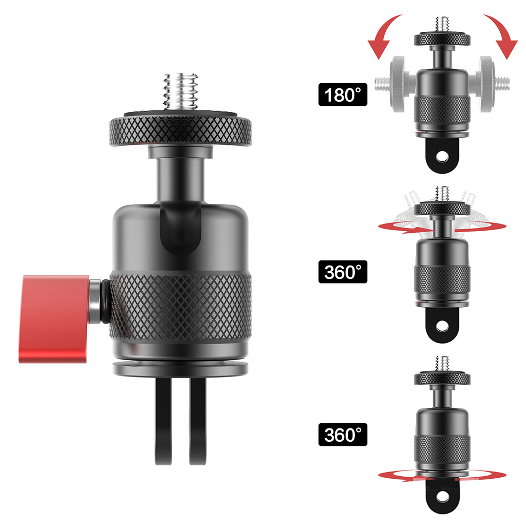 360 Degree Tripod Head Adapter 1/4 Mount  for GoPro Hero 13 12 for insta360X4-image